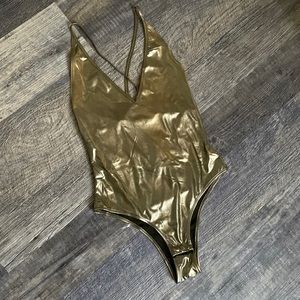 Metallic gold body suite